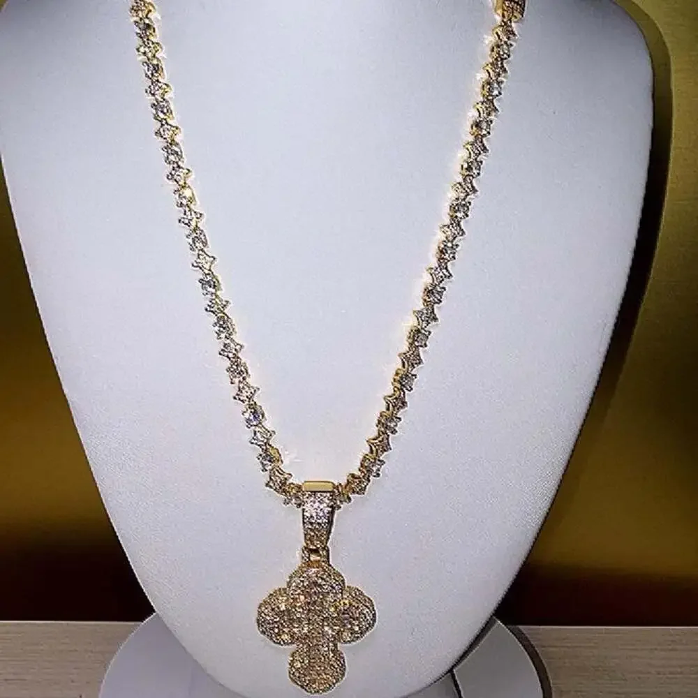 Gold Star Tennis Necklace With 6283